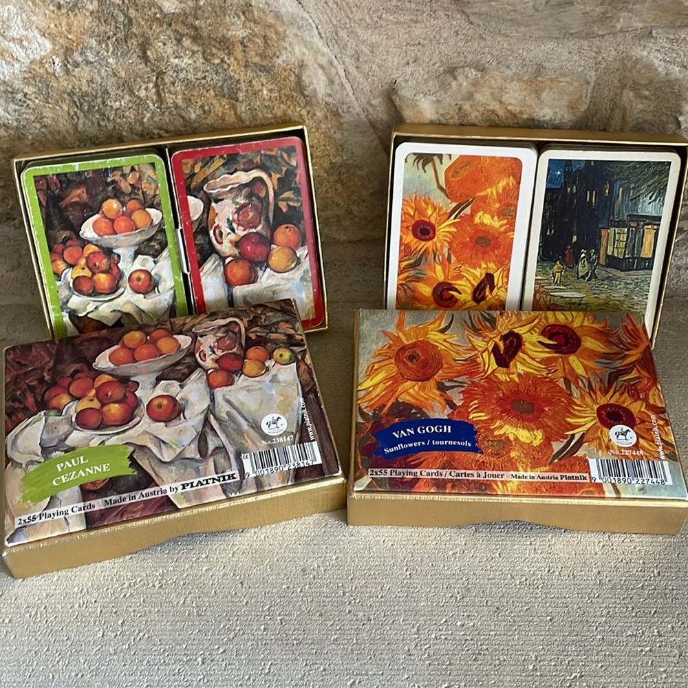Lot of 2 Piatnik Double Deck Playing Cards Paul Cezanne Van Gogh Made in Austria